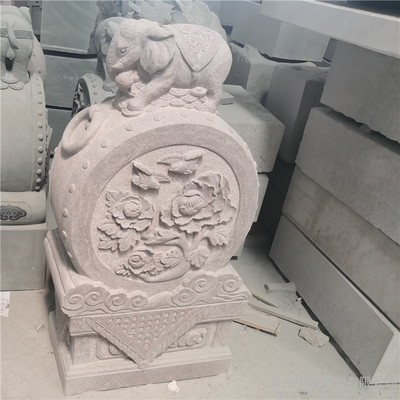 花岗岩抱鼓石 传统石雕工艺，招财纳福的镇宅摆件